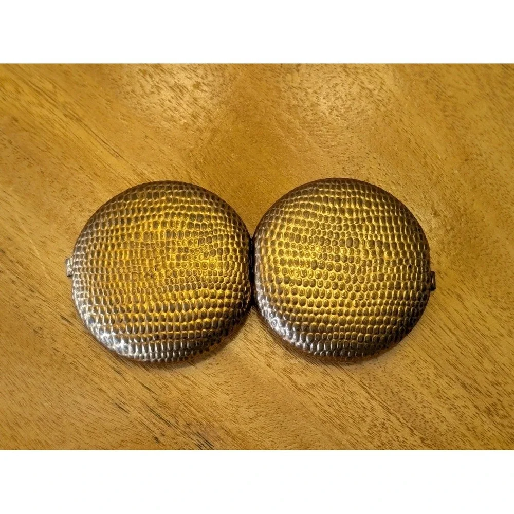 Vintage Revlon Touch & Glow Gold Tone Textured Compact Mirror Empty For Refill